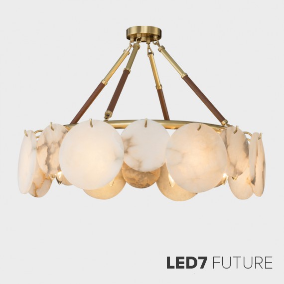 Loft Industry Modern - Leather&Marble Circle Chandelier